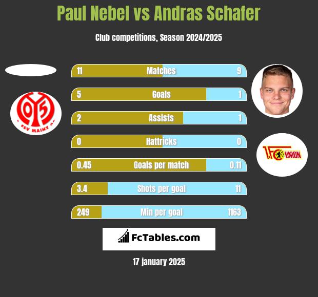 Paul Nebel vs Andras Schafer h2h player stats