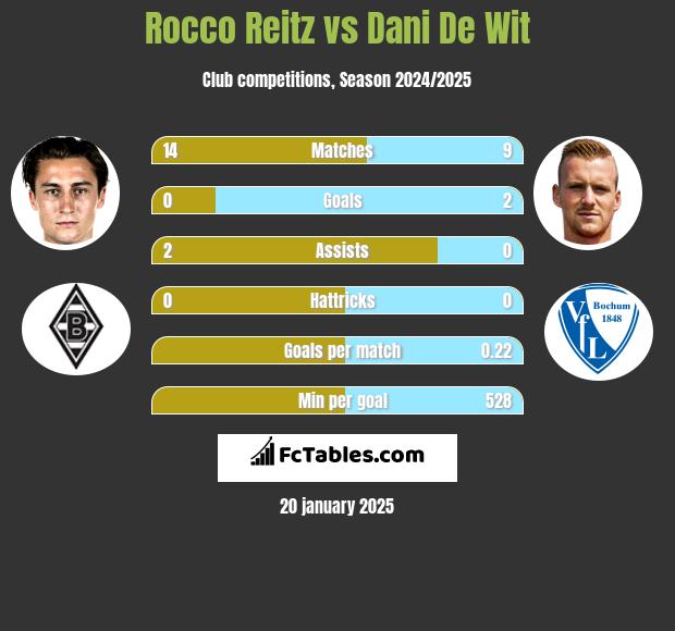 Rocco Reitz vs Dani De Wit h2h player stats