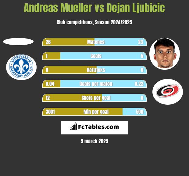 Andreas Mueller vs Dejan Ljubicic h2h player stats