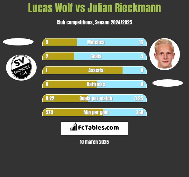 Lucas Wolf vs Julian Rieckmann h2h player stats