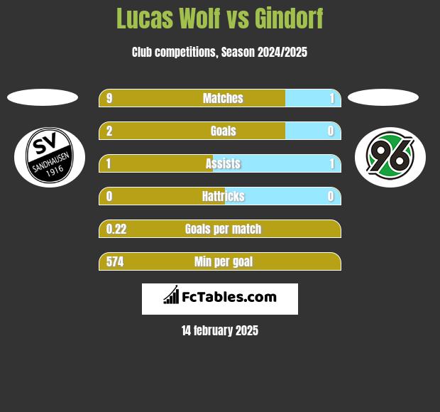 Lucas Wolf vs Gindorf h2h player stats