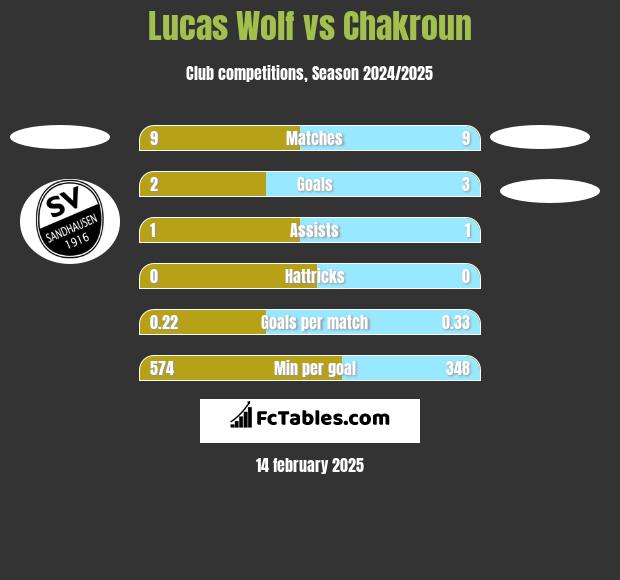 Lucas Wolf vs Chakroun h2h player stats