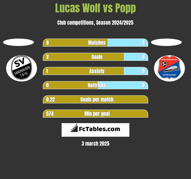 Lucas Wolf vs Popp h2h player stats