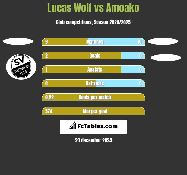 Lucas Wolf vs Amoako h2h player stats