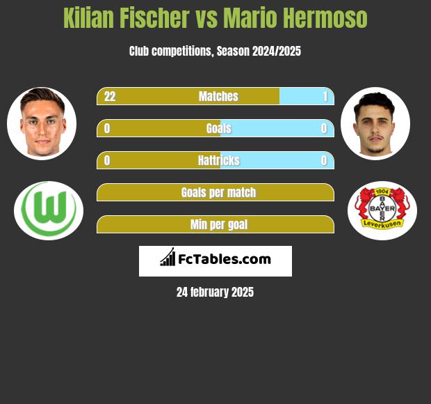 Kilian Fischer vs Mario Hermoso h2h player stats