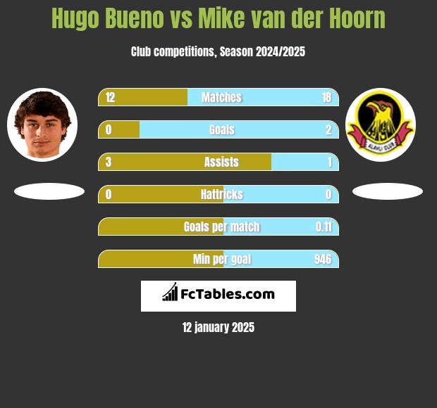 Hugo Bueno vs Mike van der Hoorn h2h player stats