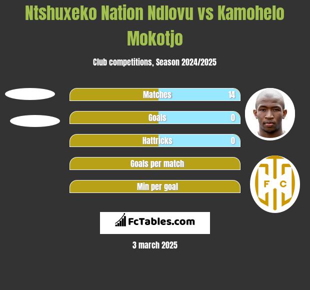 Ntshuxeko Nation Ndlovu vs Kamohelo Mokotjo h2h player stats