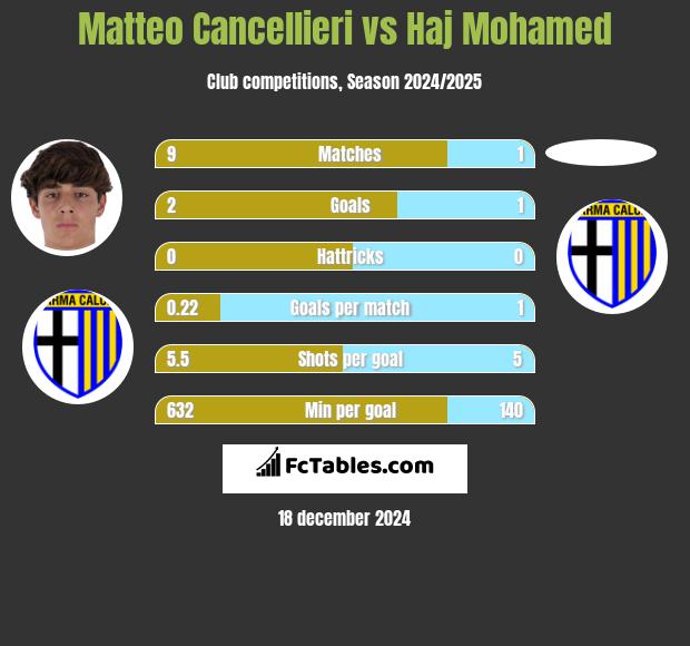 Matteo Cancellieri vs Haj Mohamed h2h player stats