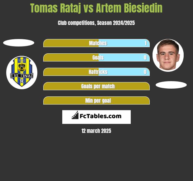 Tomas Rataj vs Artem Biesiedin h2h player stats