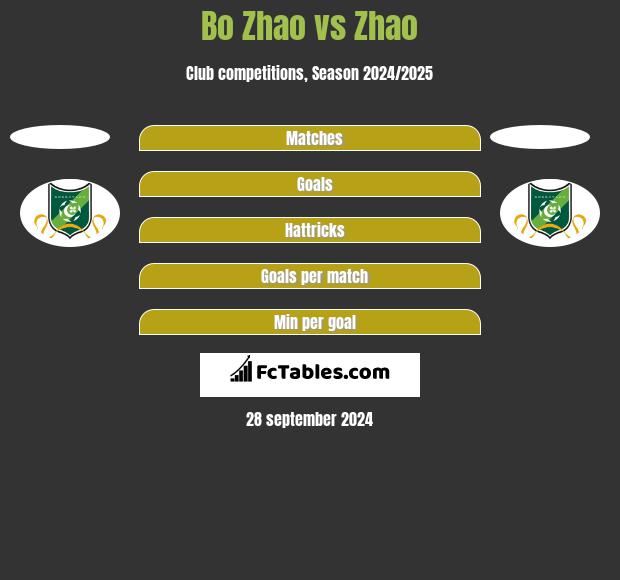 Bo Zhao vs Zhao h2h player stats