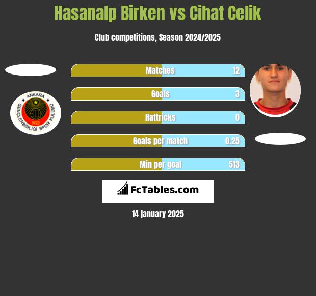 Hasanalp Birken vs Cihat Celik h2h player stats