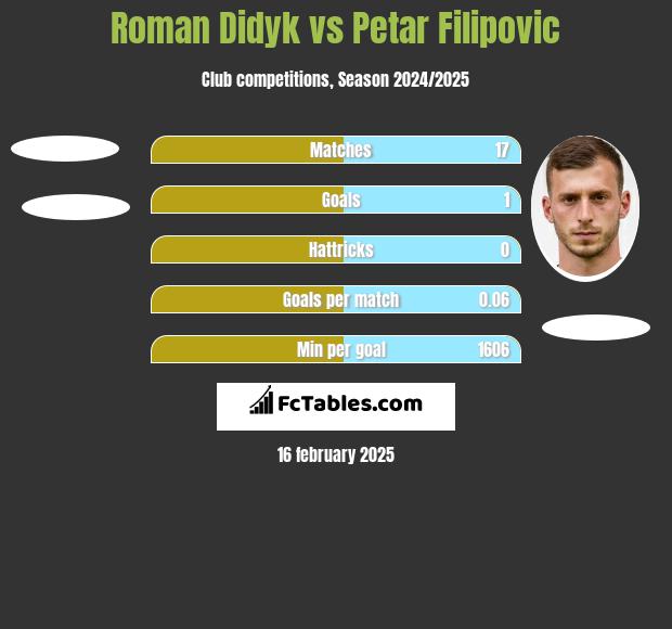 Roman Didyk vs Petar Filipovic h2h player stats