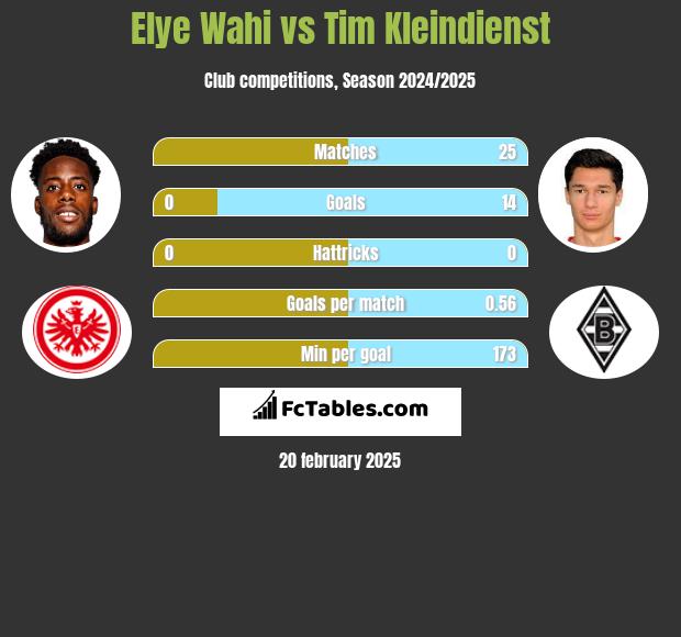 Elye Wahi vs Tim Kleindienst h2h player stats