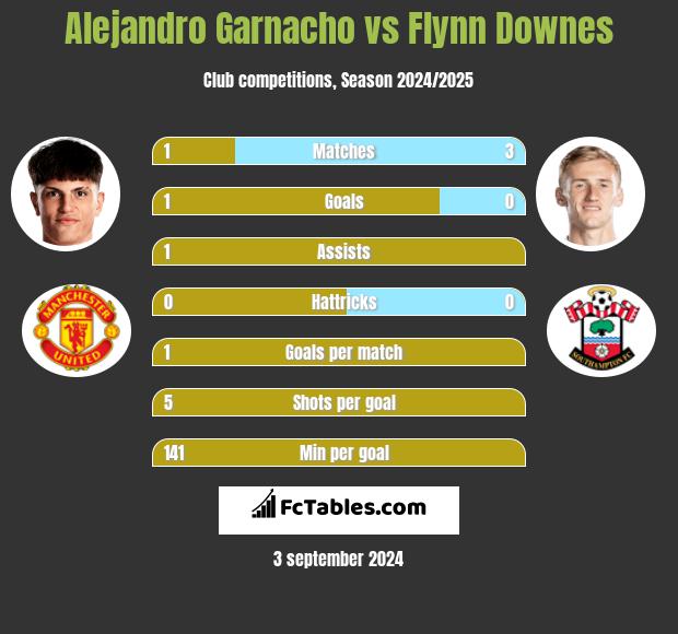 Alejandro Garnacho vs Flynn Downes h2h player stats