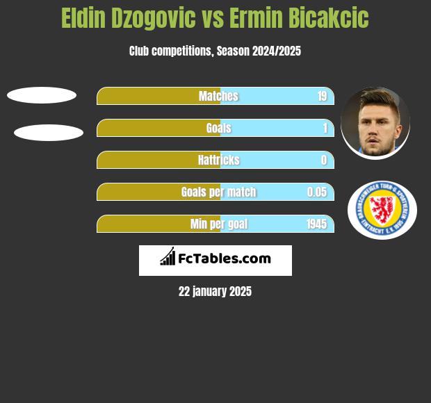 Eldin Dzogovic vs Ermin Bicakcić h2h player stats