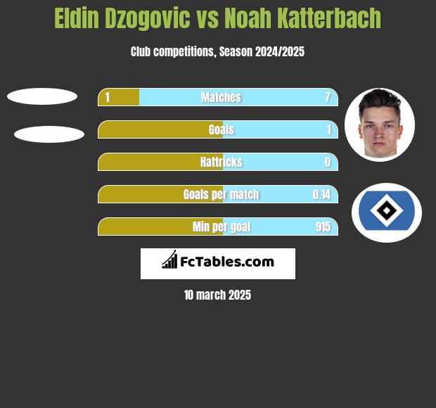 Eldin Dzogovic vs Noah Katterbach h2h player stats