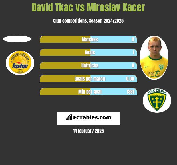 David Tkac vs Miroslav Kacer h2h player stats