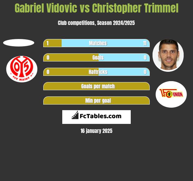 Gabriel Vidovic vs Christopher Trimmel h2h player stats