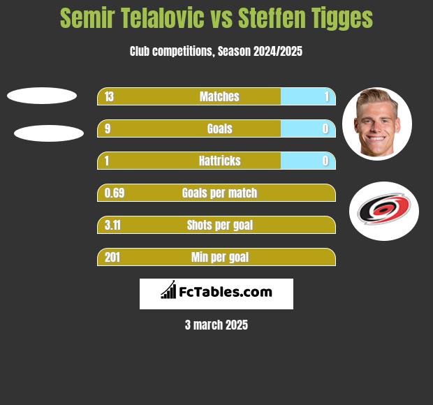 Semir Telalovic vs Steffen Tigges h2h player stats