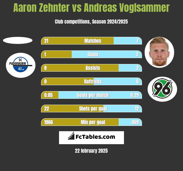 Aaron Zehnter vs Andreas Voglsammer h2h player stats