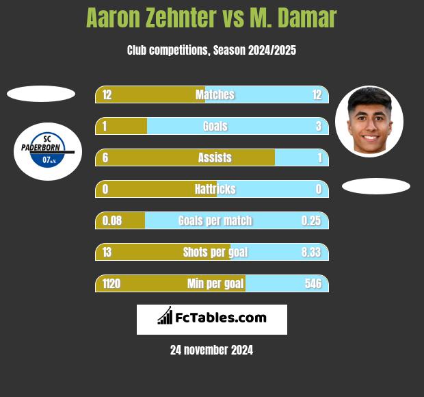 Aaron Zehnter vs M. Damar h2h player stats