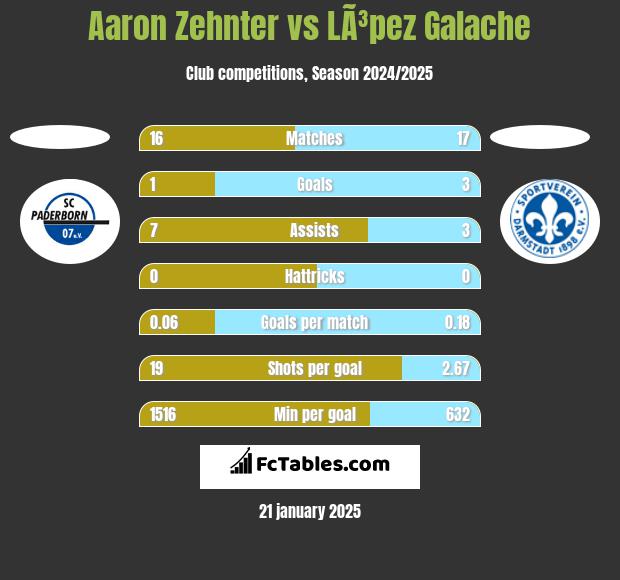 Aaron Zehnter vs LÃ³pez Galache h2h player stats