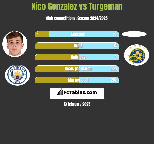 Nico Gonzalez vs Turgeman h2h player stats