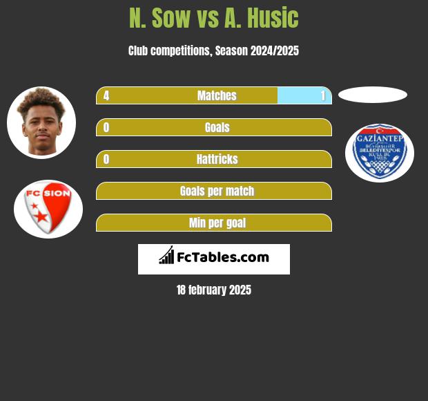 N. Sow vs A. Husic h2h player stats