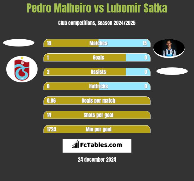 Pedro Malheiro vs Lubomir Satka h2h player stats