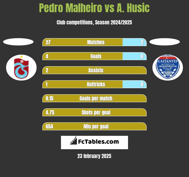 Pedro Malheiro vs A. Husic h2h player stats