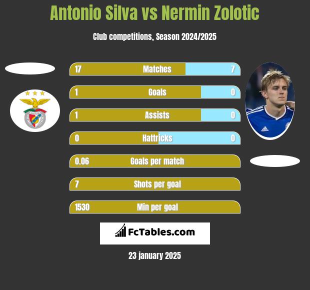 Antonio Silva vs Nermin Zolotic h2h player stats