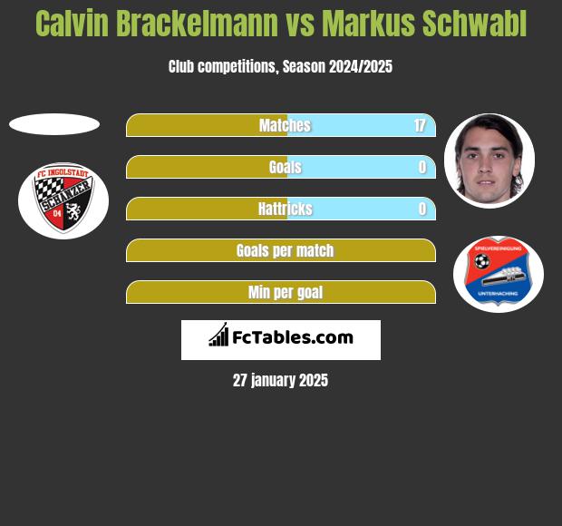 Calvin Brackelmann vs Markus Schwabl h2h player stats