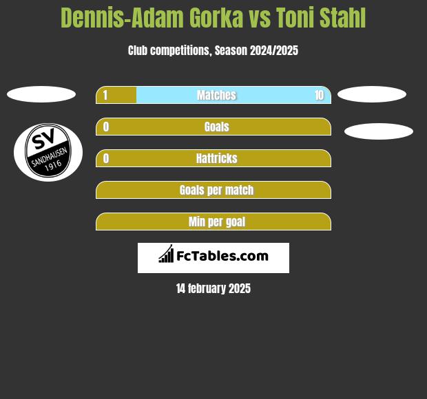 Dennis-Adam Gorka vs Toni Stahl h2h player stats