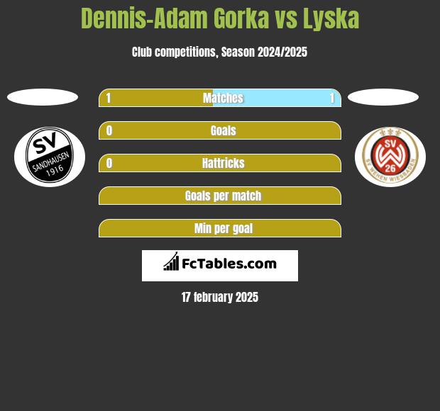 Dennis-Adam Gorka vs Lyska h2h player stats