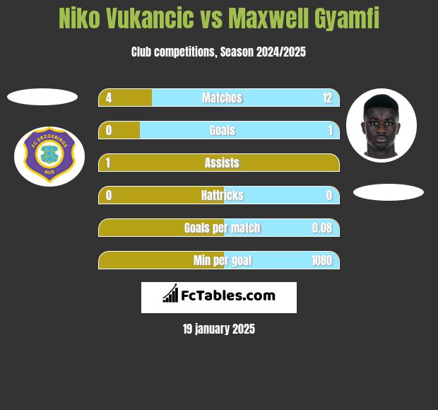 Niko Vukancic vs Maxwell Gyamfi h2h player stats