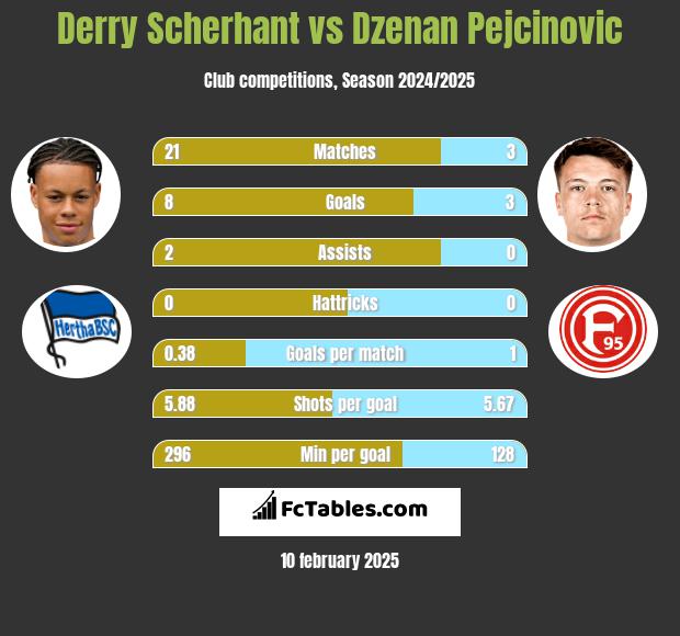 Derry Scherhant vs Dzenan Pejcinovic h2h player stats