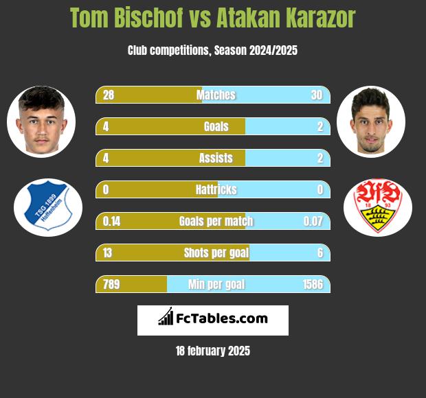 Tom Bischof vs Atakan Karazor h2h player stats