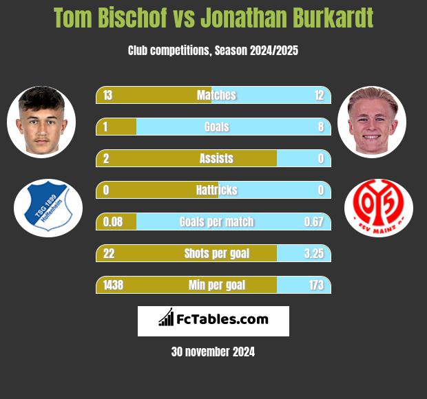 Tom Bischof vs Jonathan Burkardt h2h player stats