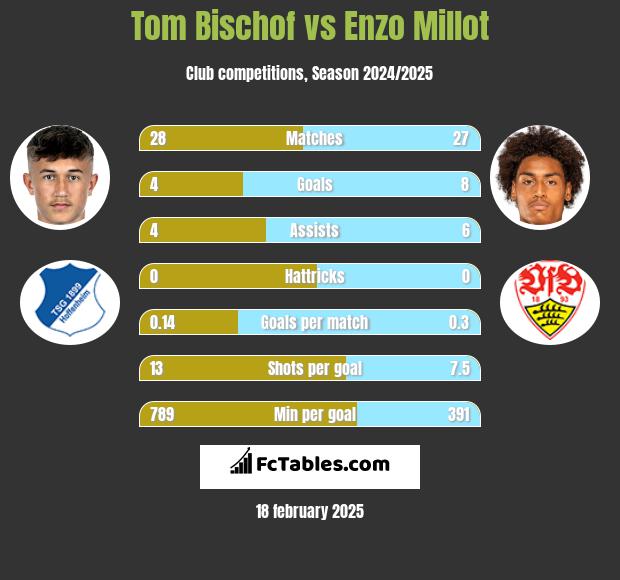 Tom Bischof vs Enzo Millot h2h player stats