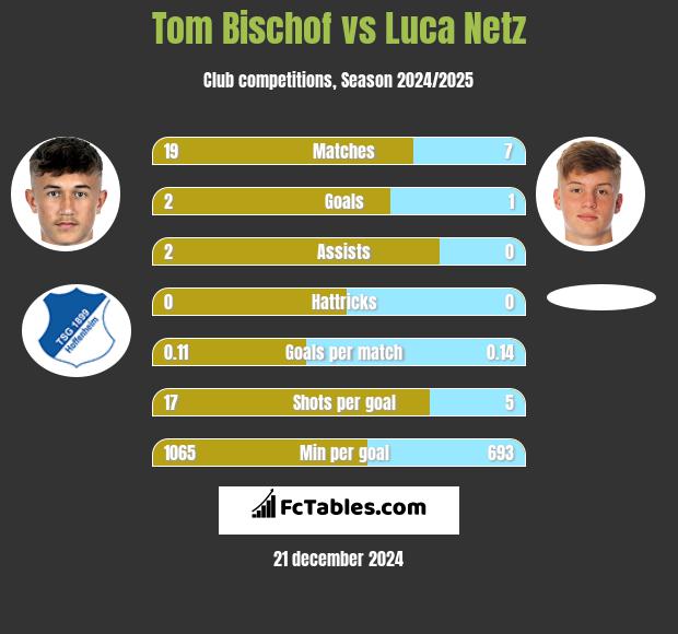 Tom Bischof vs Luca Netz h2h player stats