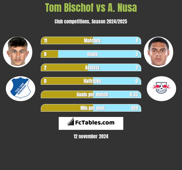 Tom Bischof vs A. Nusa h2h player stats