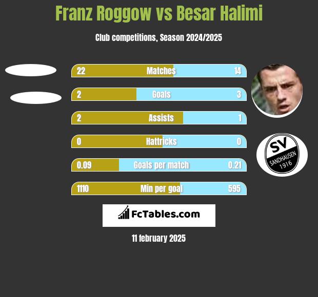 Franz Roggow vs Besar Halimi h2h player stats