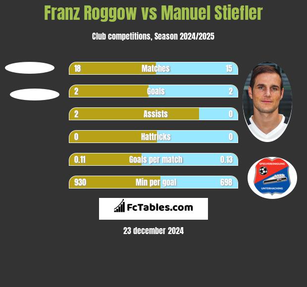 Franz Roggow vs Manuel Stiefler h2h player stats