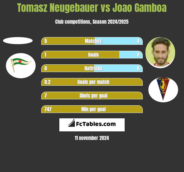 Tomasz Neugebauer vs Joao Gamboa h2h player stats