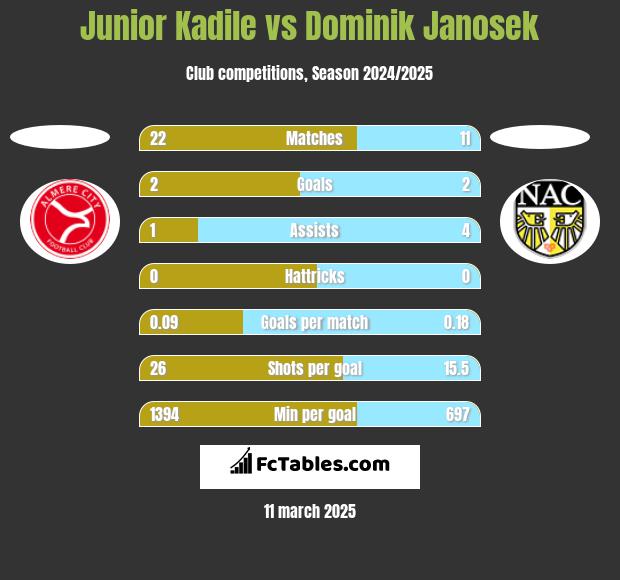 Junior Kadile vs Dominik Janosek h2h player stats