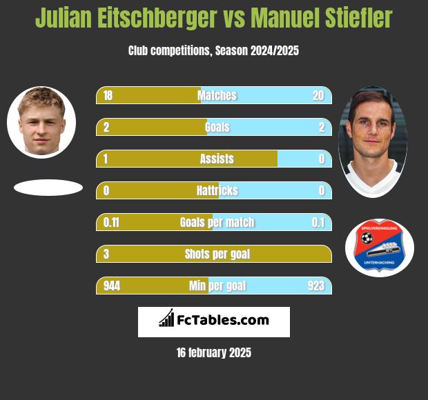 Julian Eitschberger vs Manuel Stiefler h2h player stats