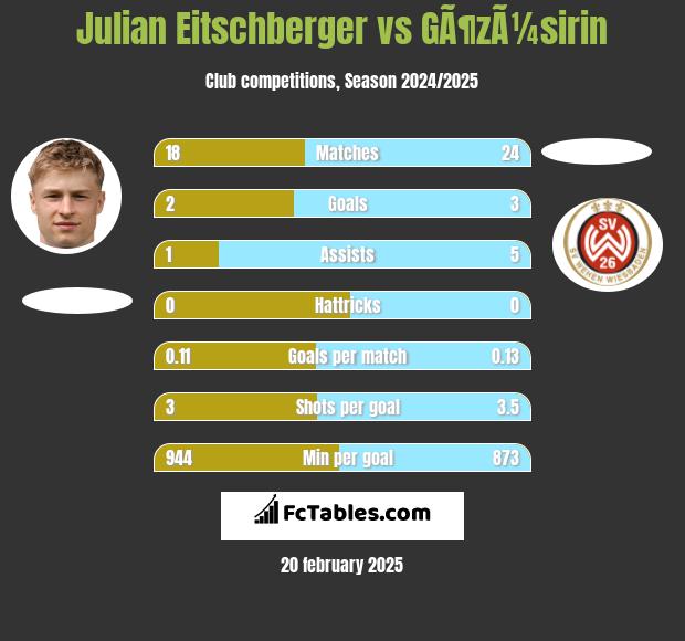 Julian Eitschberger vs GÃ¶zÃ¼sirin h2h player stats