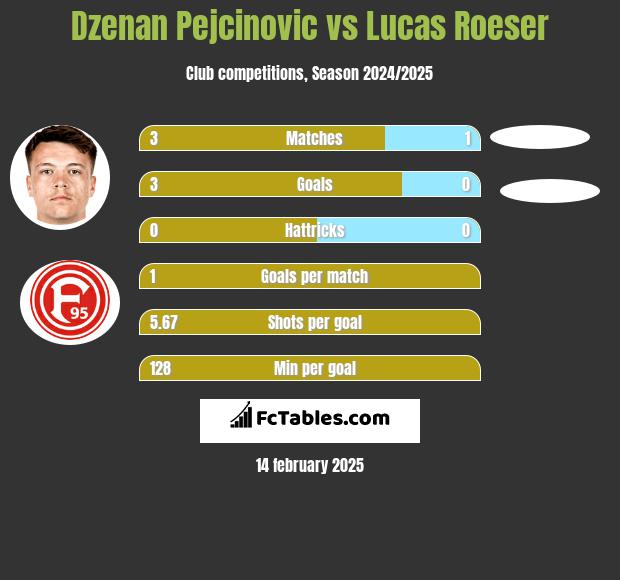 Dzenan Pejcinovic vs Lucas Roeser h2h player stats