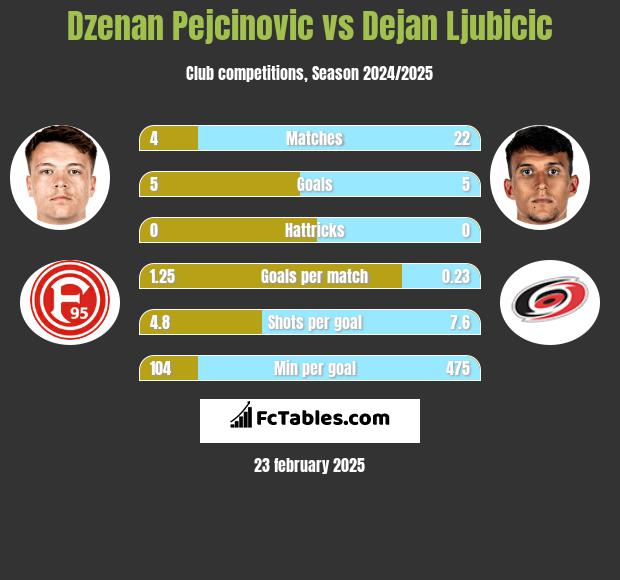 Dzenan Pejcinovic vs Dejan Ljubicic h2h player stats