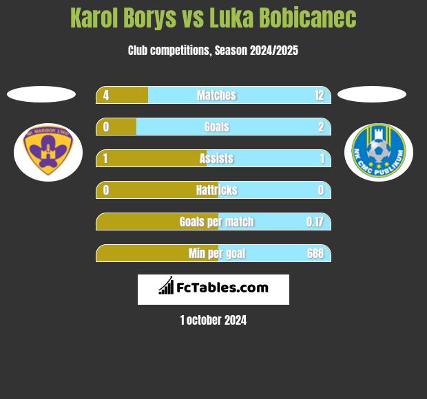 Karol Borys vs Luka Bobicanec h2h player stats